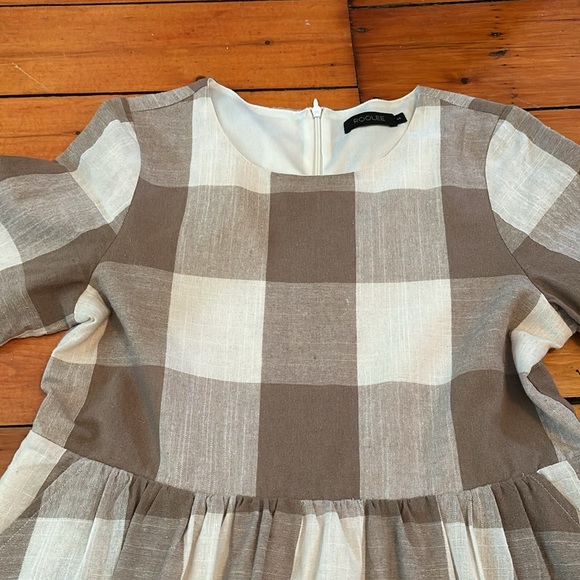 Roolee small cream and white buffalo check maxi dress. Minimalist, cotta… - Picture 5 of 8